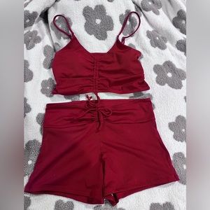 Two piece bathing suit XL Burgundy